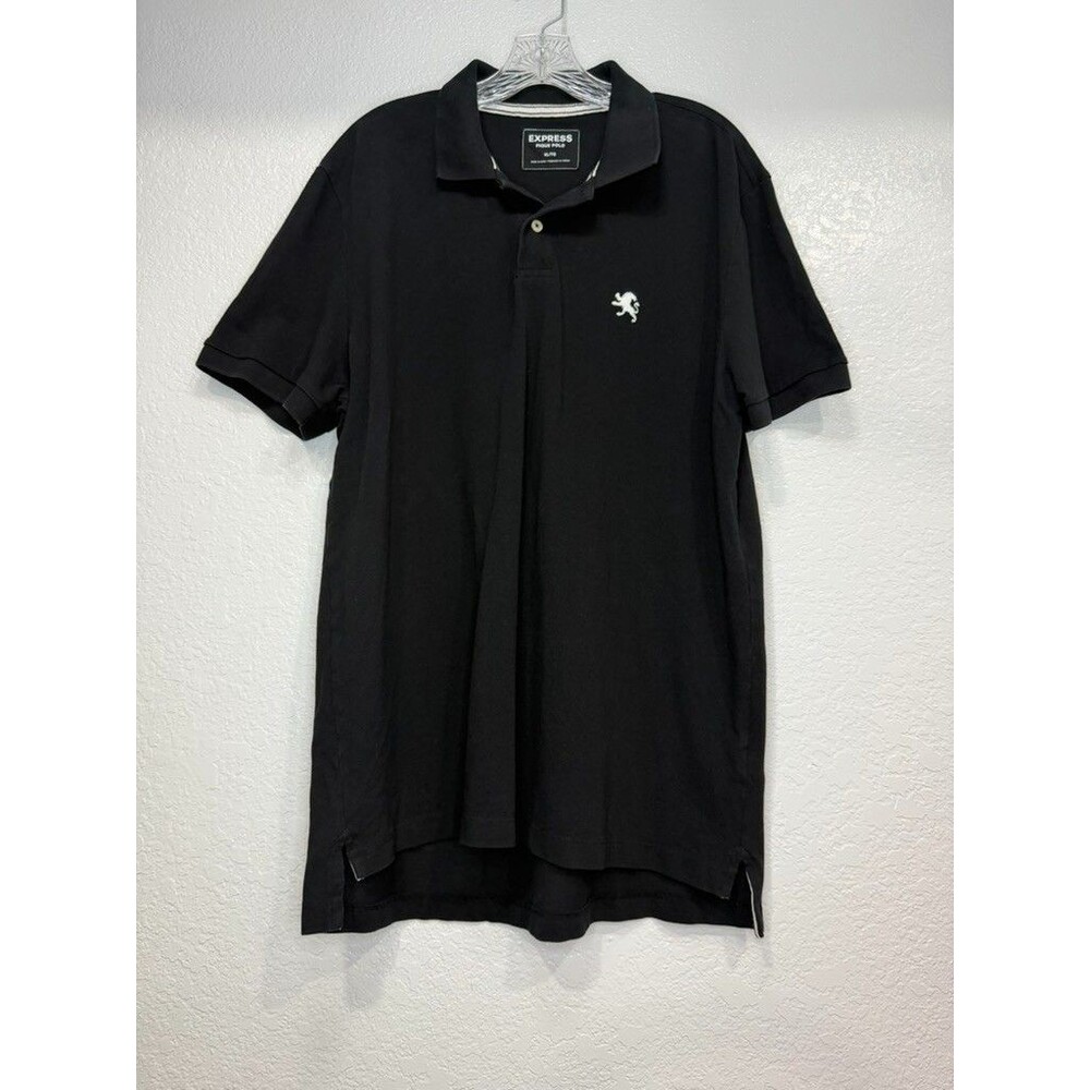 Express Men's Modern Fit Lion Logo Pique Polo Shirt XL Black 409